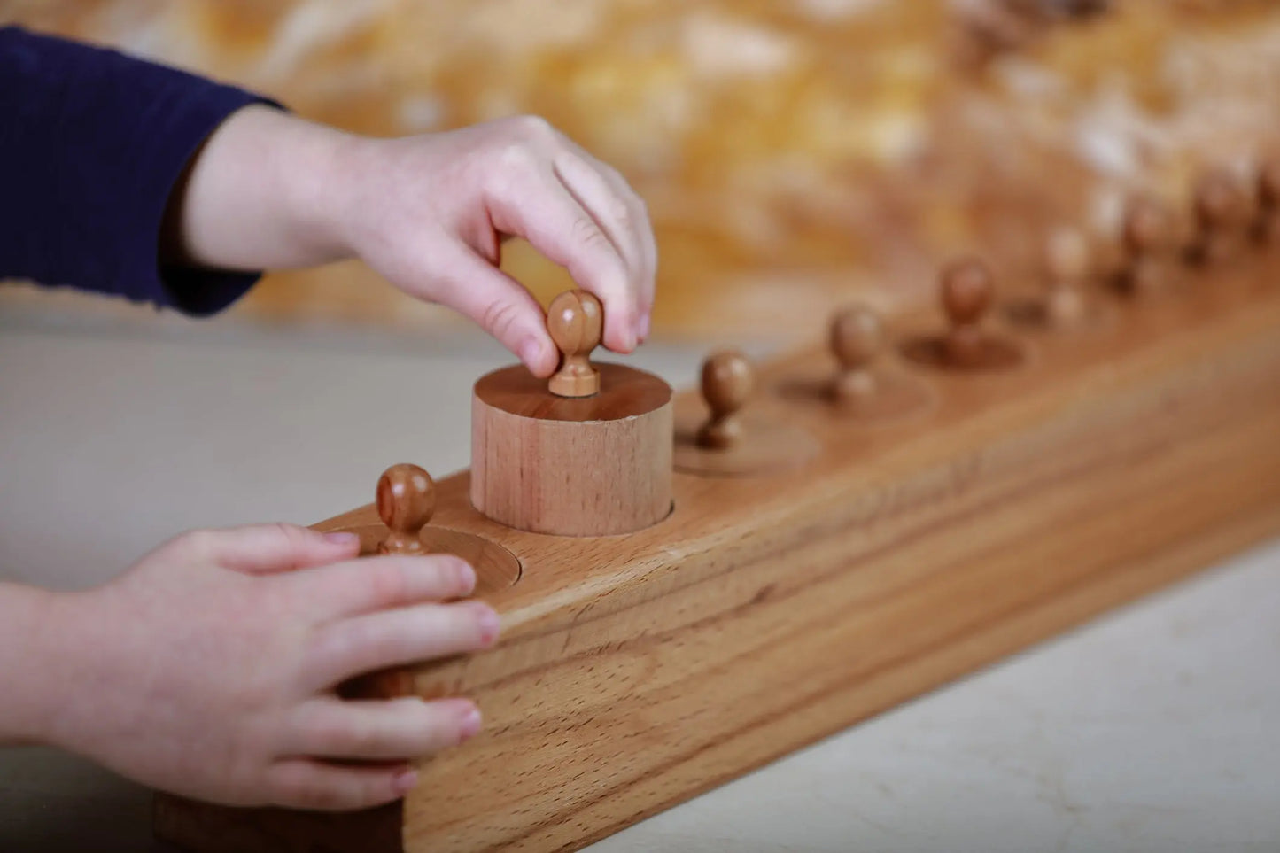 Knobbed Cylinder Blocks Beechwood Four Sets kinderhuis