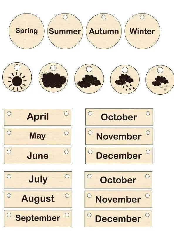 Montessori Wooden Calendar table kinderhuis