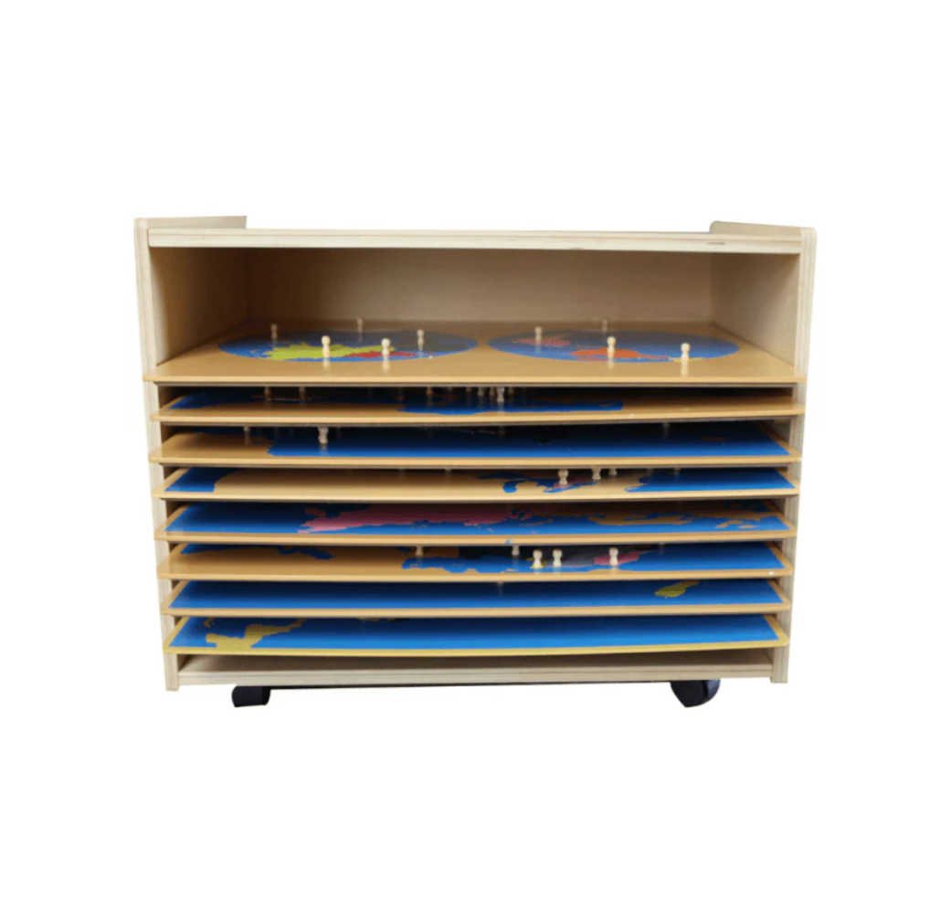 Kinderhuis Wooden Map Drawer Cabinet – 8 World Maps kinderhuis