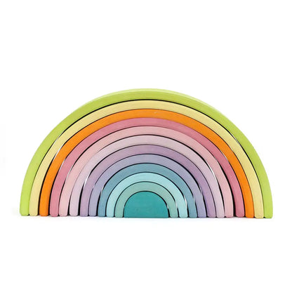 Pastel colored wooden stackable rainbow kinderhuis