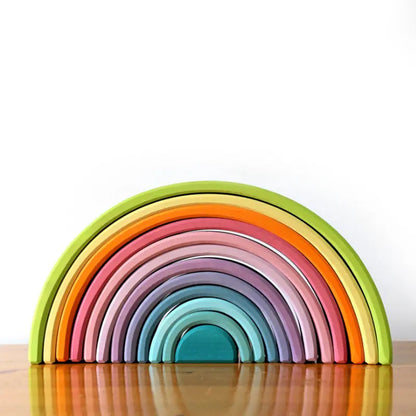 Pastel colored wooden stackable rainbow kinderhuis