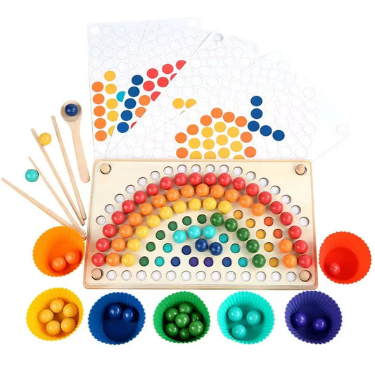 Wooden rainbow bead block toy kinderhuis