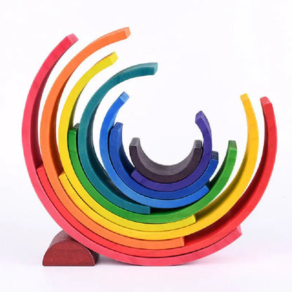 Wooden stackable rainbow kinderhuis